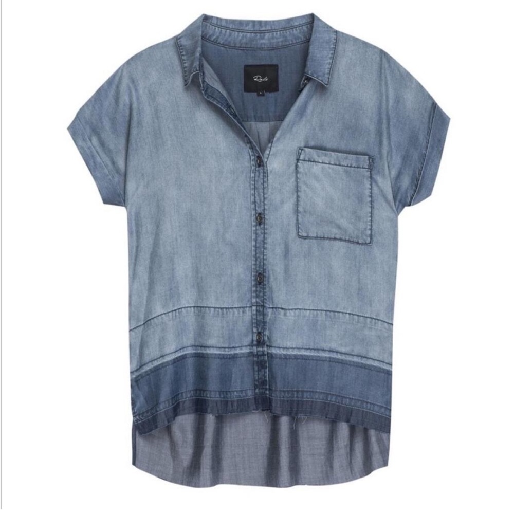 RAILS Courtney Dark Wash Tencel Fabric  Released Hem Top Size Medium